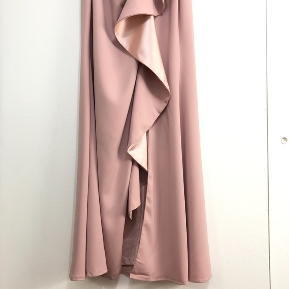 Carmen Marc Valvo Infusion Halter Ruffle Down Gown - Picture 5 of 8